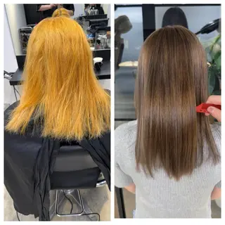 ミディアム け んブリーチ縮毛矯正のヘアスタイル