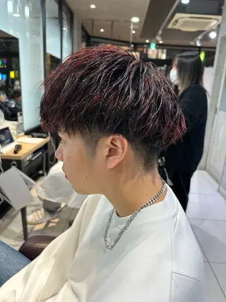 ショート カラー パーマ メンズ 髪質改善× ハイライト溝江のヘアスタイル