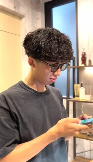 ミディアム パーマ 大阪/梅田/シャドウ パーマ/ノボリユウタのヘアスタイル