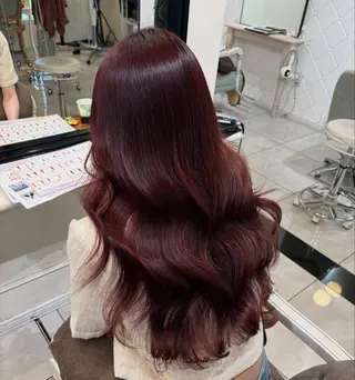 ロング カラー 濱田輝レイヤー 韓国風 ハイトーンのヘアスタイル