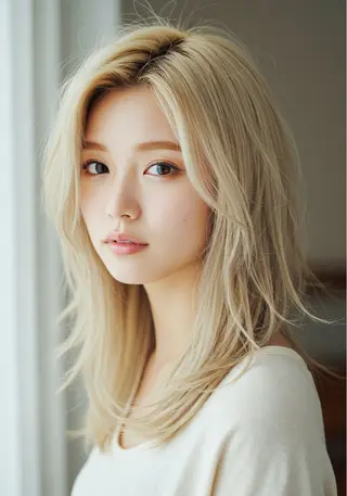 セミロング カラー ミモト ユウキのヘアスタイル