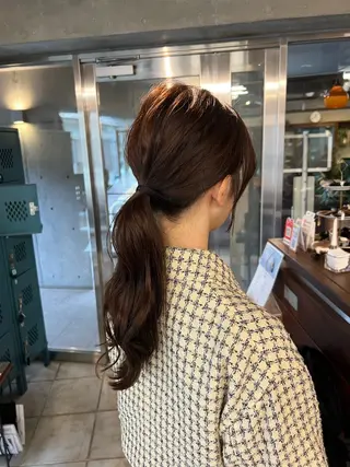 セミロング ヘアアレンジ 土田かほ/本日🈳 透明感カラー🍃のヘアスタイル