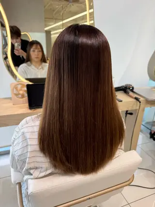 ロング パーマ 顔まわりカット/ カラー/西野和裕のヘアスタイル