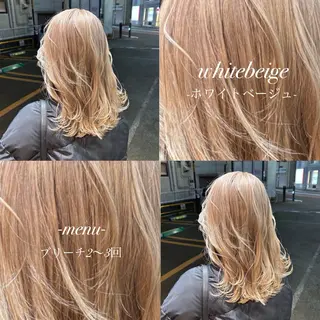 ミディアム 🎀ハイトーン/ 艶カラー/夕月🎀のヘアスタイル