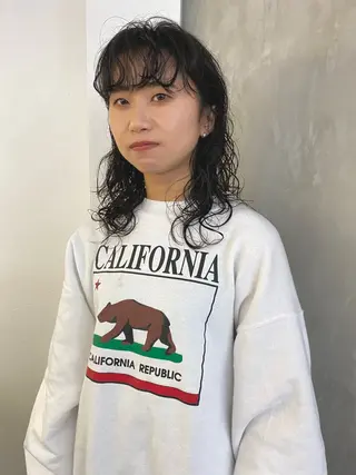 ミディアム パーマ 森貴裕/ベージュ/ パーマ/オリーブのヘアスタイル