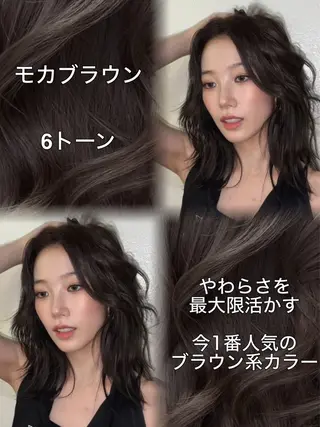 セミロング カラー 新宿/韓国レイヤー 髪質改善カラー/角所のヘアスタイル