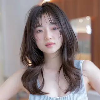 セミロング レイヤー/ハッシュ 渋谷/サッタのヘアスタイル