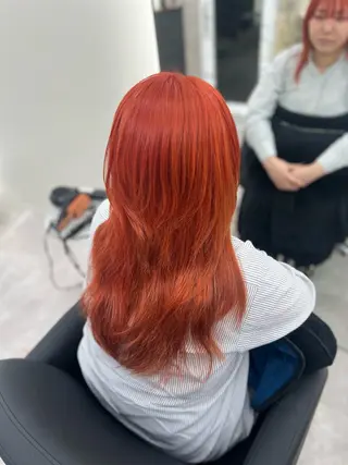 ロング eco/堀江/ 艶カラー/縮毛矯正のヘアスタイル