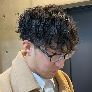 ショート パーマ メンズ 中崎町メンズパーマ/ シャドウ/山下拓実のヘアスタイル