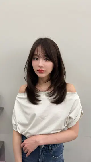 セミロング カラー ヘアアレンジ 顔周り&ミディアム 特化/池袋/kokiのヘアスタイル