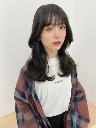 セミロング カラー COA GINZA 空也/前髪/顔まわりのヘアスタイル