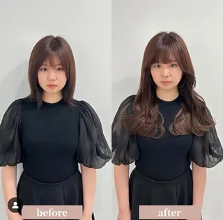 セミロング カラーとエクステ 🌟エクステのヘアスタイル