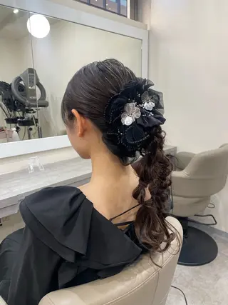 ロング ヘアアレンジ 韓国風パーマ/ヘア セット/店長みづきのヘアスタイル