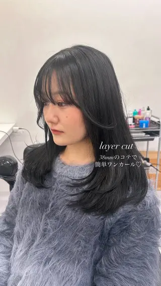 ロング カラー パーマ ヘアアレンジ メンズ キッズ ブリーチなしカラー/ ブラウン/レイヤーのヘアスタイル