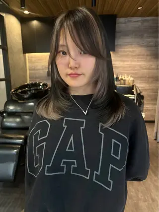 ミディアム Wカラー/レイヤーカ ット/韓国/デザインのヘアスタイル