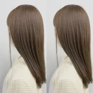 セミロング カラー 透明感カラー🪿🤍 顔まわりカットのヘアスタイル
