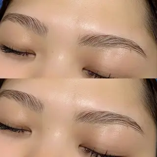 アイブロウ 束感まつ毛／艶カラー おがたゆうか🎀‎のマツエク・マツパデザイン