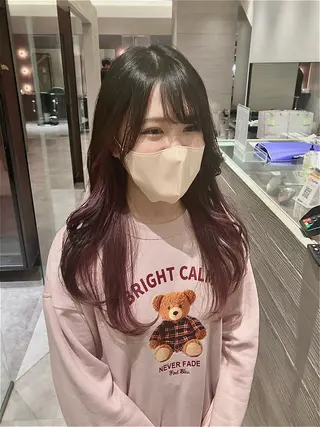 ロング カラー サキ🤍ハイトーン 🩰くびれ巻きヘアのヘアスタイル