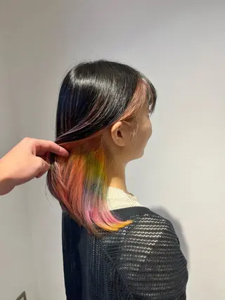 ミディアム カラー 前髪縮毛矯正 高野開弦ハイトーンのヘアスタイル