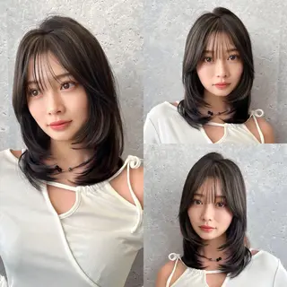 ミディアム 映える顔まわり/前髪 特化 💗 ユキマのヘアスタイル