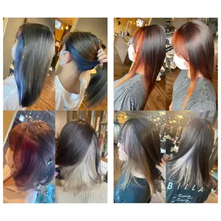 セミロング カラー メンズ ハイライト/インナー /ブリーチ/レイヤーのヘアスタイル