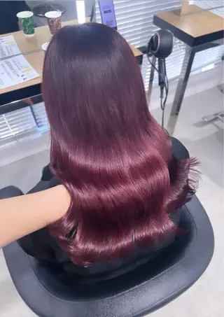 ロング カラー 💗愛され暖色💗 ピンク/レッド💗のヘアスタイル