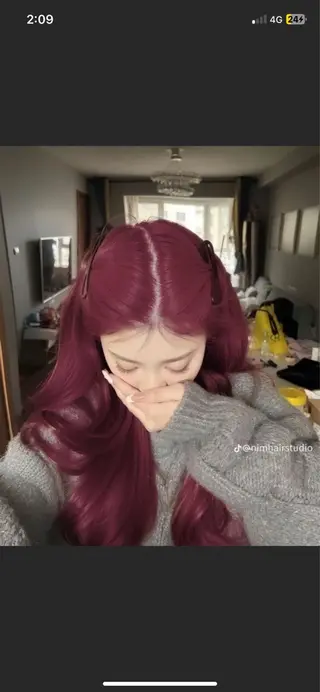 セミロング カラー ヘアアレンジ 🩶学生指名No.1 レッド・ボルドー🩶のヘアスタイル