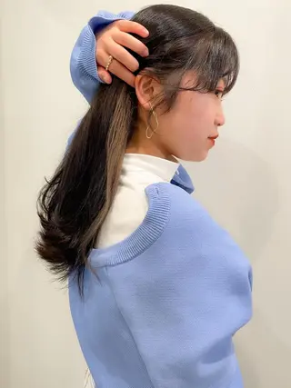 セミロング 🌹ハッシュカット、 レイヤー韓国ヘア🌹のヘアスタイル