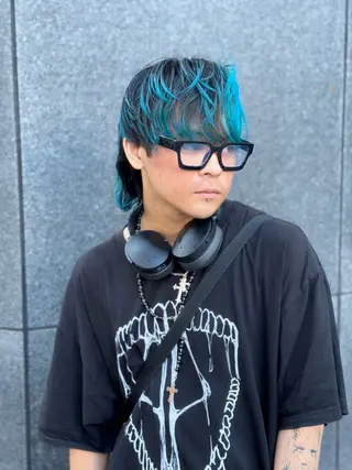 セミロング カラー メンズ ホワイトカラー/梅田 ハイトーン/しんのヘアスタイル