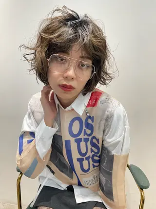 ミディアム パーマ メンズハイトーン🪡 キチ/RITSUのヘアスタイル