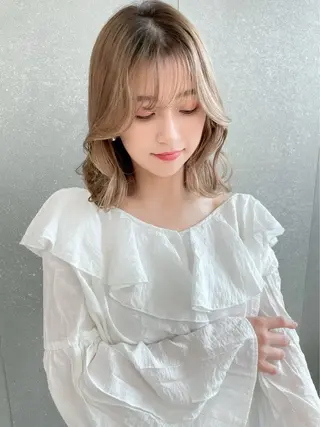 セミロング カラー 山崎/ボブ縮毛矯正 レイヤー髪質改善のヘアスタイル