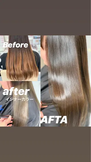 ロング カラー 髪質改善/縮毛矯正 /ブリーチ矯正/岡部のヘアスタイル