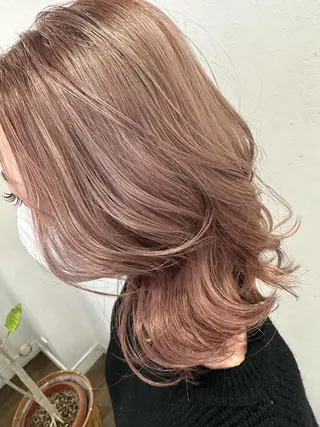 ミディアム カラー ブリーチ毛縮毛矯正 👑山口のヘアスタイル