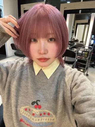 ミディアム カラー 有働由良／ハイトーン ／韓国メンズヘアのヘアスタイル