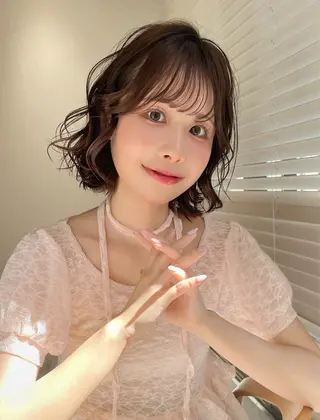 カラー パーマ レイヤー/暖色カラー /パーマ/落合 歩夢のヘアスタイル