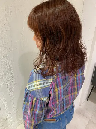 ミディアム カラー パーマ ヘアアレンジ 🫧透明感カラー/ ボブ/小笠原汐海🪽のヘアスタイル