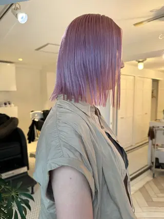 カラー ブリーチカラー🎀 韓国風/寺門美優のヘアスタイル