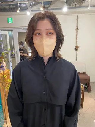 ミディアム カラー パーマ美容師 hanaのヘアスタイル