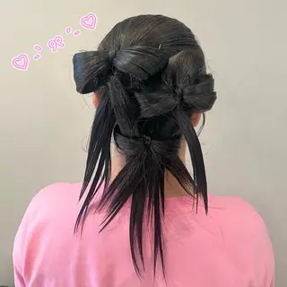 ヘアアレンジ 暖色/顔周り /ヘアメ/あつはのヘアスタイル