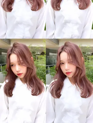 カラー mizuki/ピンク ベージュ.レイヤーのヘアスタイル