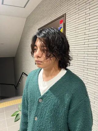 カラー パーマ メンズ 暖色カラー/ メンズパーマつばきのヘアスタイル