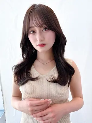 セミロング カラー 顔周り/くびれヘア 韓国ヘア💕風間るなのヘアスタイル