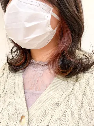 ミディアム カラー ブリーチなしカラー 🌿‬脇黒丸 彩のヘアスタイル