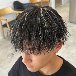 ショート カラー パーマ メンズ メンズパーマ/波巻き 新潟/万代/夏芽🎀のヘアスタイル