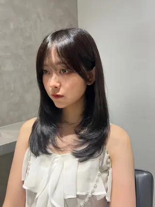 セミロング カラー Euphoria新宿店所属・新宿/透明感カラー 縮毛矯正/SHOKIのヘアスタイル