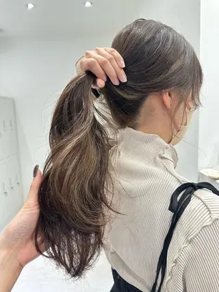 セミロング カラー 韓国ヘア顔周りカット 艶髪ベージュtamaのヘアスタイル