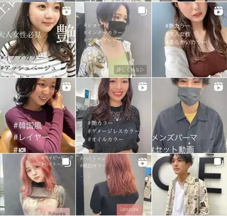 ミディアム カラー パーマ ヘアアレンジ メンズ キッズ ネイル マツエク・マツパ 盛れる前髪／レイヤー カット／艶髪髪質改善のヘアスタイル