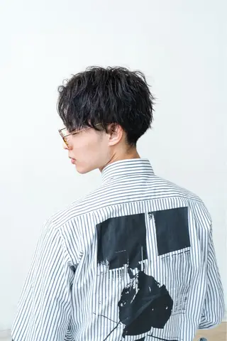 ミディアム パーマ メンズ 河津 しおりのヘアスタイル