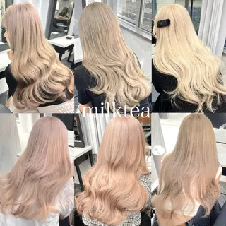 ロング カラー エクステ🩵ブリーチ 韓国ヘア🩵KAEのヘアスタイル