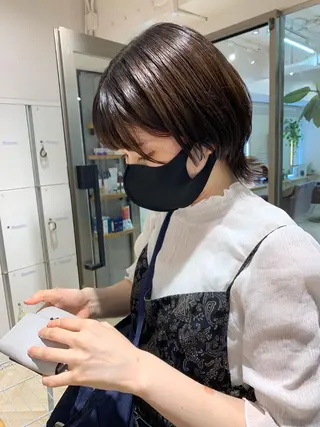ミディアム カラー ヘアアレンジ 🫧透明感カラー/ ボブ/小笠原汐海🪽のヘアスタイル